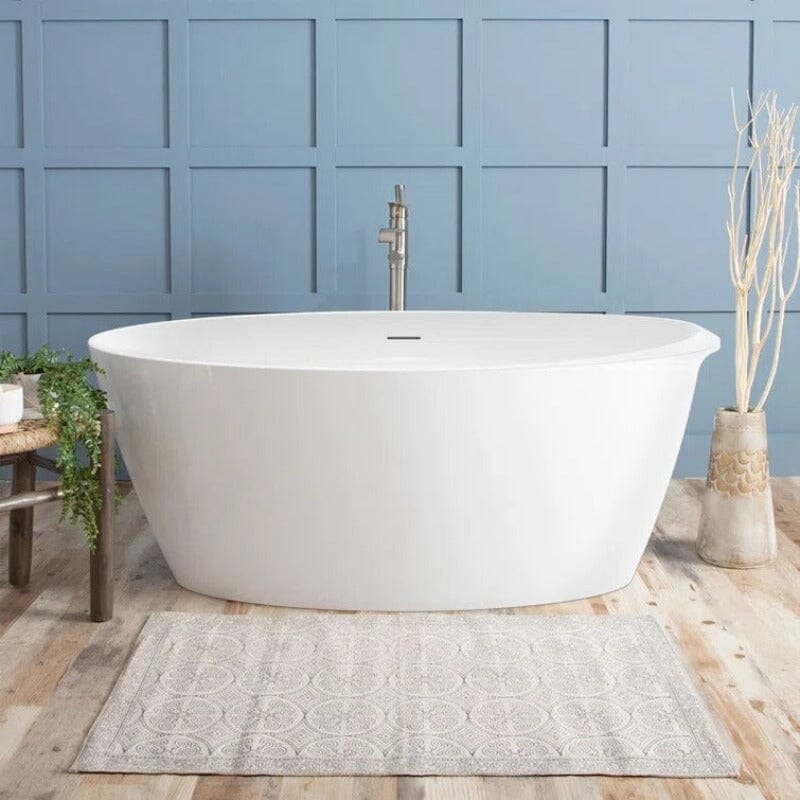 Mokleba 59&quot; Acrylic Oval Shape Freestanding Soaking Bathtub with Overflow