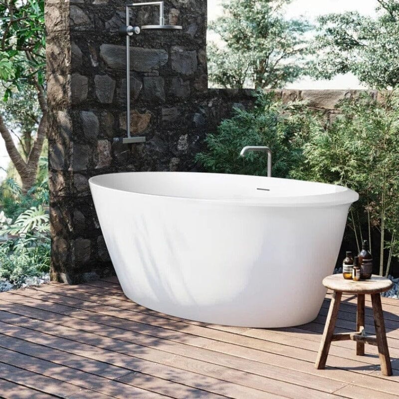 Mokleba 59&quot; Acrylic Oval Shape Freestanding Soaking Bathtub with Overflow