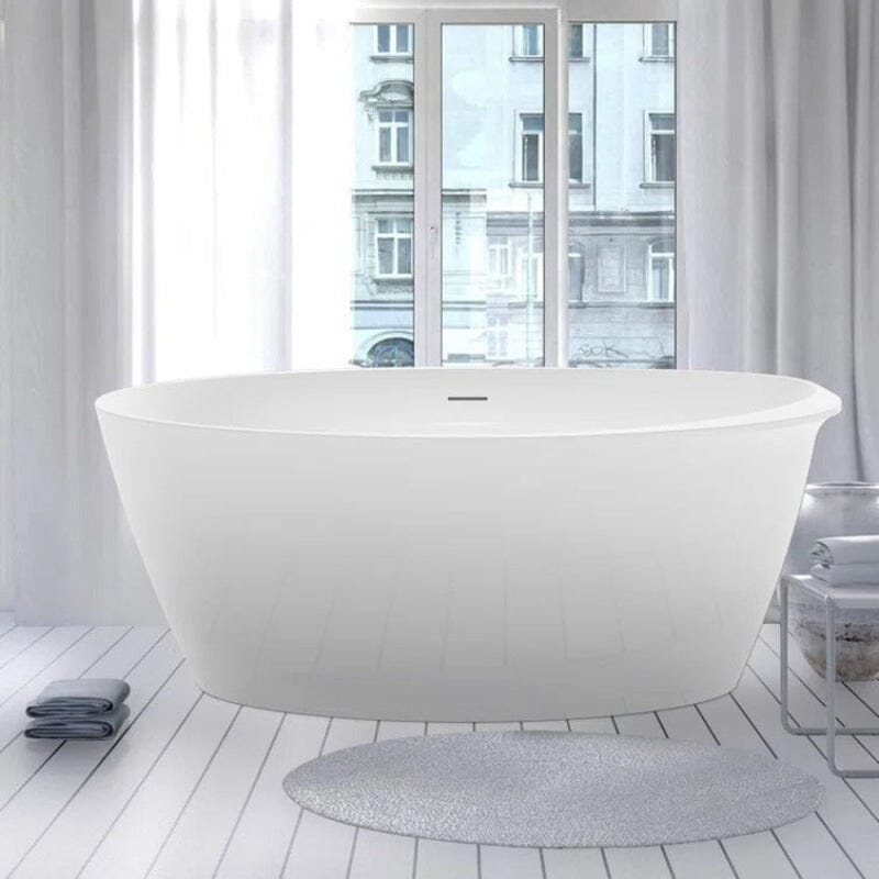 Mokleba 59&quot; Acrylic Oval Shape Freestanding Soaking Bathtub with Overflow