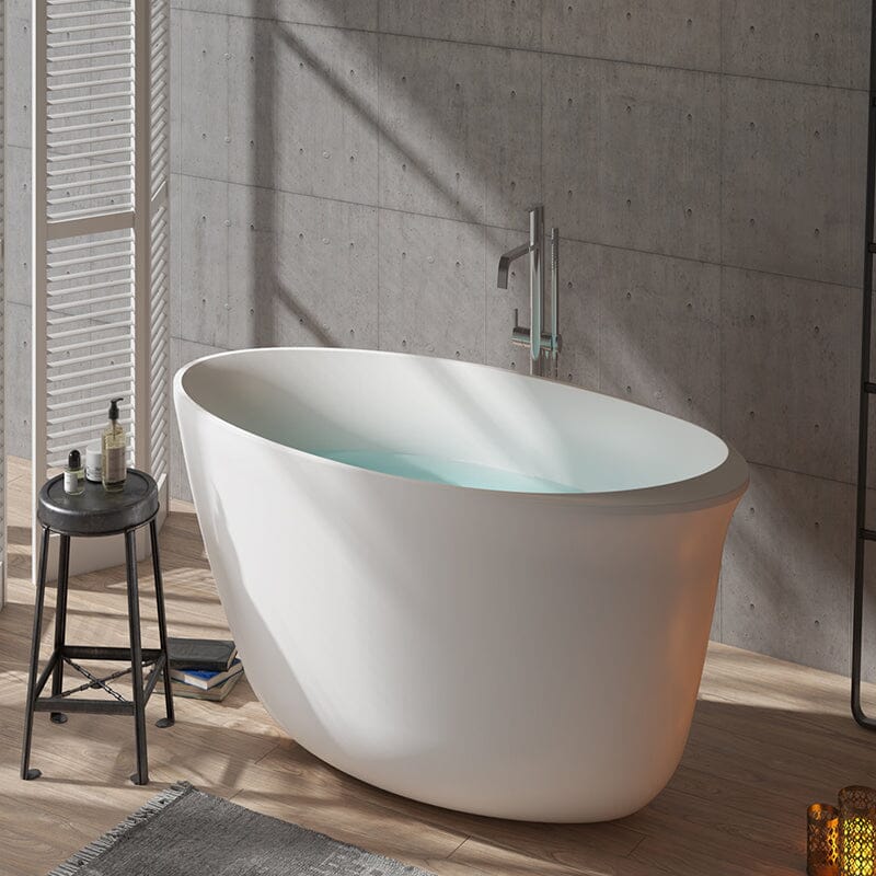 Mokleba 67&quot; Acrylic Oval Modern Freestanding Soaking Bathtub White