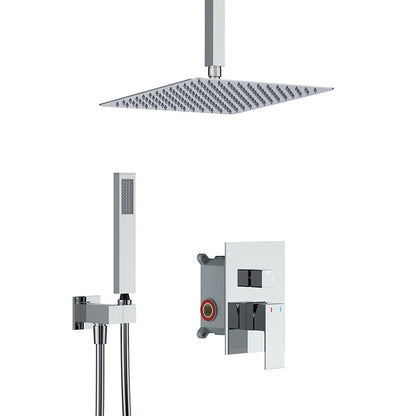 12&quot; Ceiling Mounted Square Shower Systems with Head Shower &amp; Hand Shower Combo Set