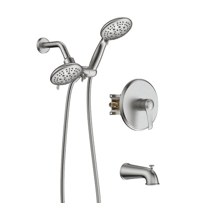 6 Spray Mode Dual Rain &amp; Handheld Shower Heads &amp; Tub Spout Combo Set