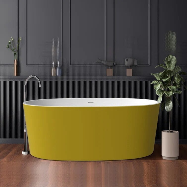 Mokleba 63&quot; Acrylic Modern Bathtub Oval Shape Freestanding Soaking Tub