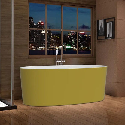 Mokleba 63&quot; Acrylic Modern Bathtub Oval Shape Freestanding Soaking Tub