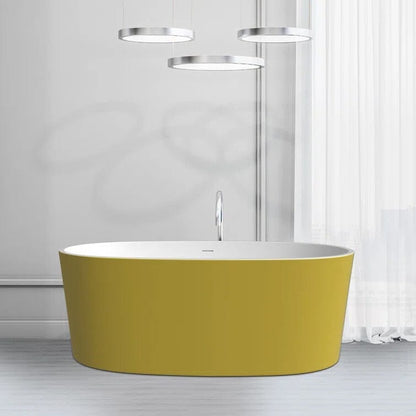 Mokleba 63&quot; Acrylic Modern Bathtub Oval Shape Freestanding Soaking Tub