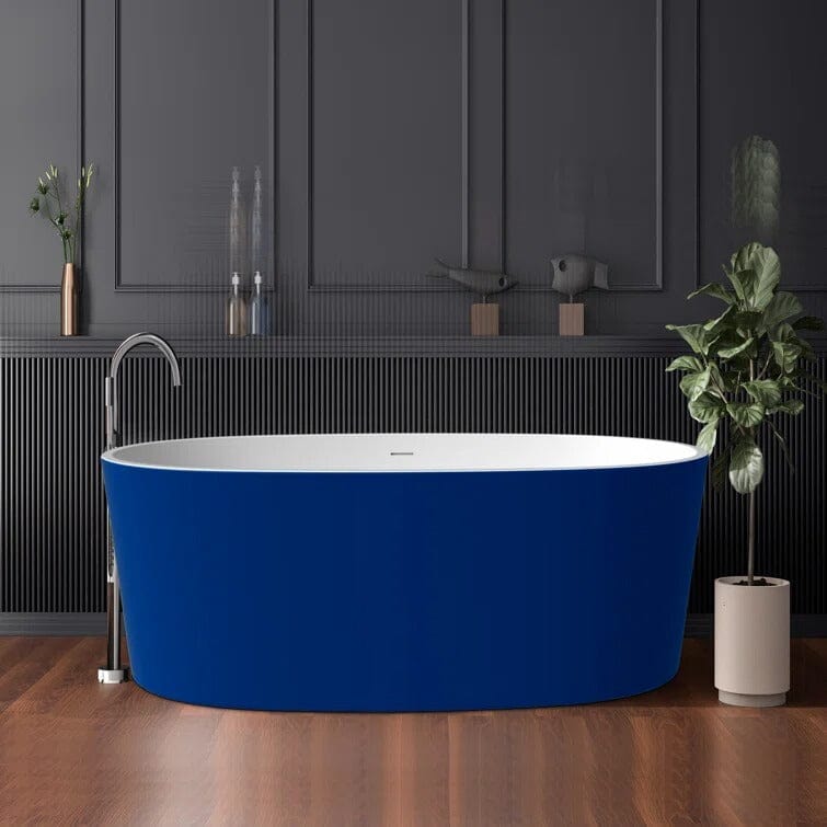 Mokleba 63&quot; Acrylic Modern Bathtub Oval Shape Freestanding Soaking Tub