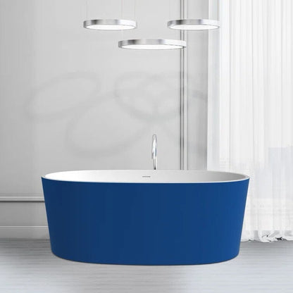 Mokleba 63&quot; Acrylic Modern Bathtub Oval Shape Freestanding Soaking Tub