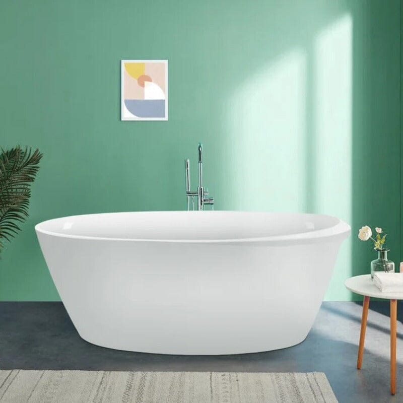 Mokleba 67&quot; Acrylic Oval Modern Freestanding Soaking Bathtub White