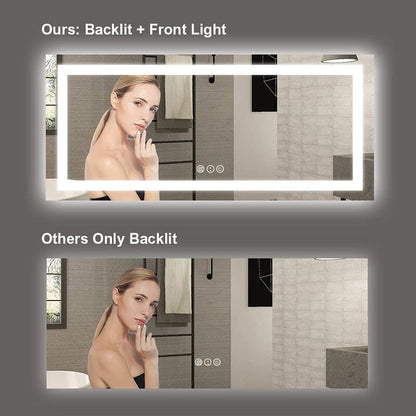 72 in. W x 36 in. H LED Light Bathroom Vanity Mirror Large Rectangular Frameless Anti Fog