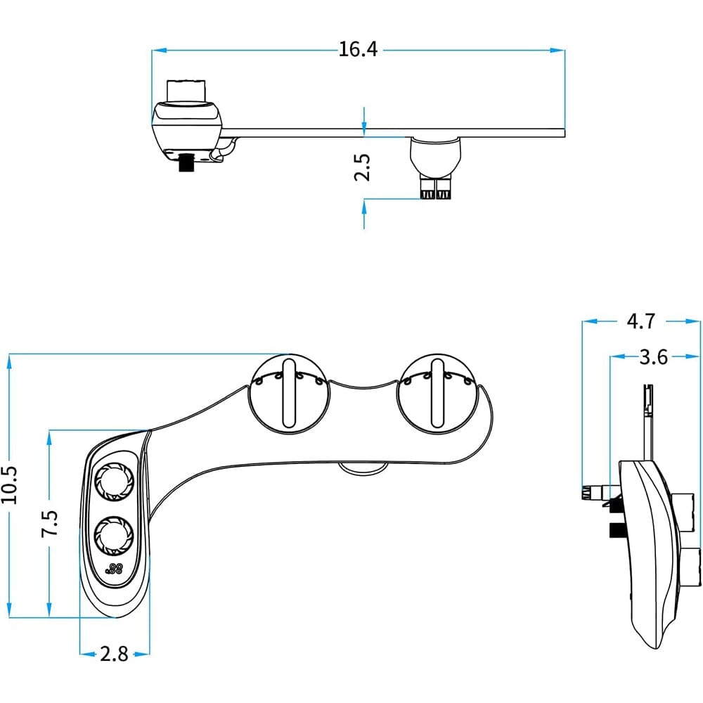 Bidet Toilet Attachment Adjustable Non-Electric Self Cleaning Retractable Nozzles for Rear &amp; Feminine Wash