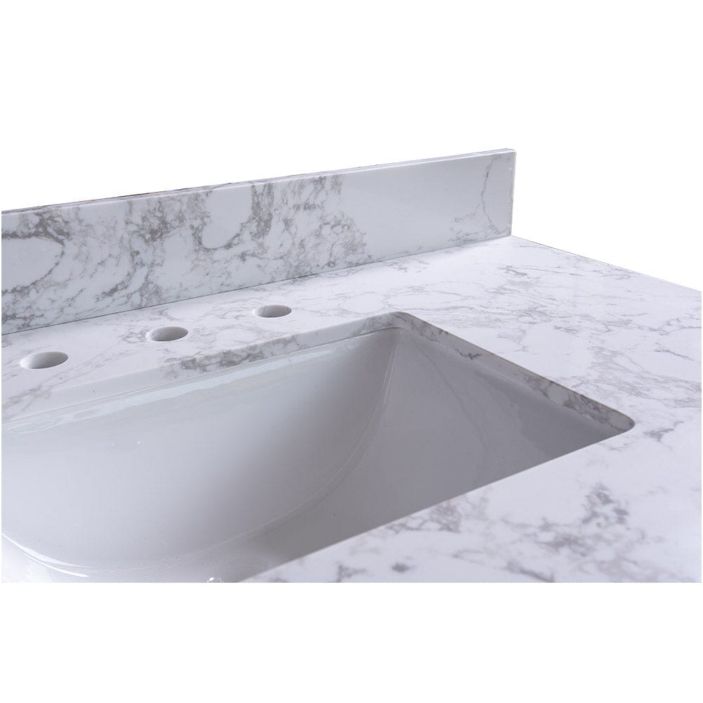 Giving Tree 61&quot; carrara white engineered stone vanity top backsplash