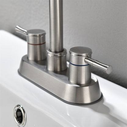 Bathroom Sink Faucet with Pop-Up Sink Drain and 2 Hoses, 3-Hole Stainless Steel High Arc