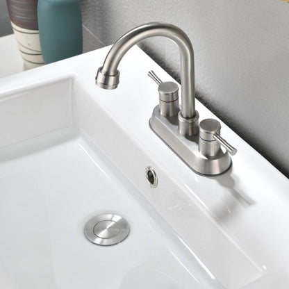 Bathroom Sink Faucet with Pop-Up Sink Drain and 2 Hoses, 3-Hole Stainless Steel High Arc