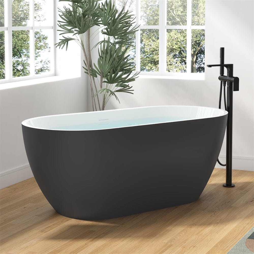  59&quot; grey Freestanding tub with Center Drain