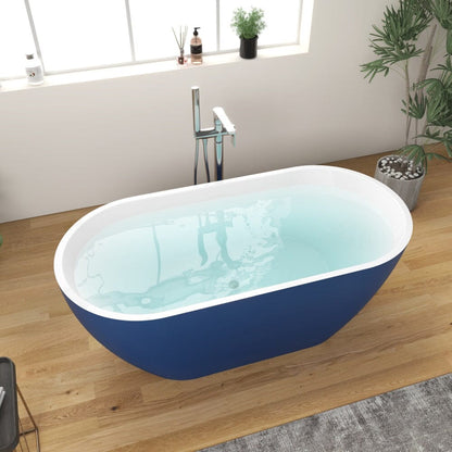 59&quot; Center Drain Freestanding Soaking Bathtub in blue