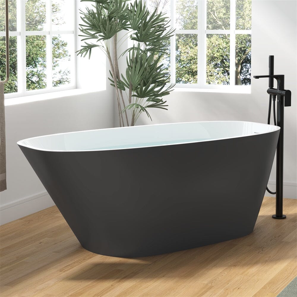 Mokleba 63&quot; Acrylic End Drain Freestanding Tub with Pop-up Drain