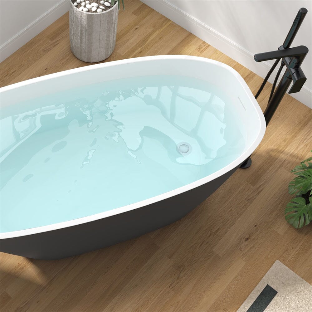 Mokleba 63&quot; Acrylic End Drain Freestanding Tub with Pop-up Drain