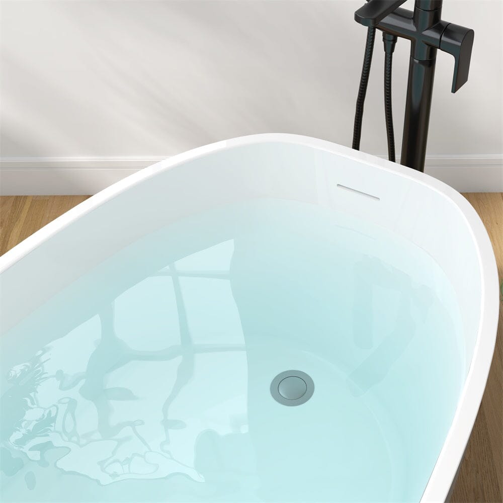 Mokleba 63&quot; Acrylic End Drain Freestanding Tub with Pop-up Drain