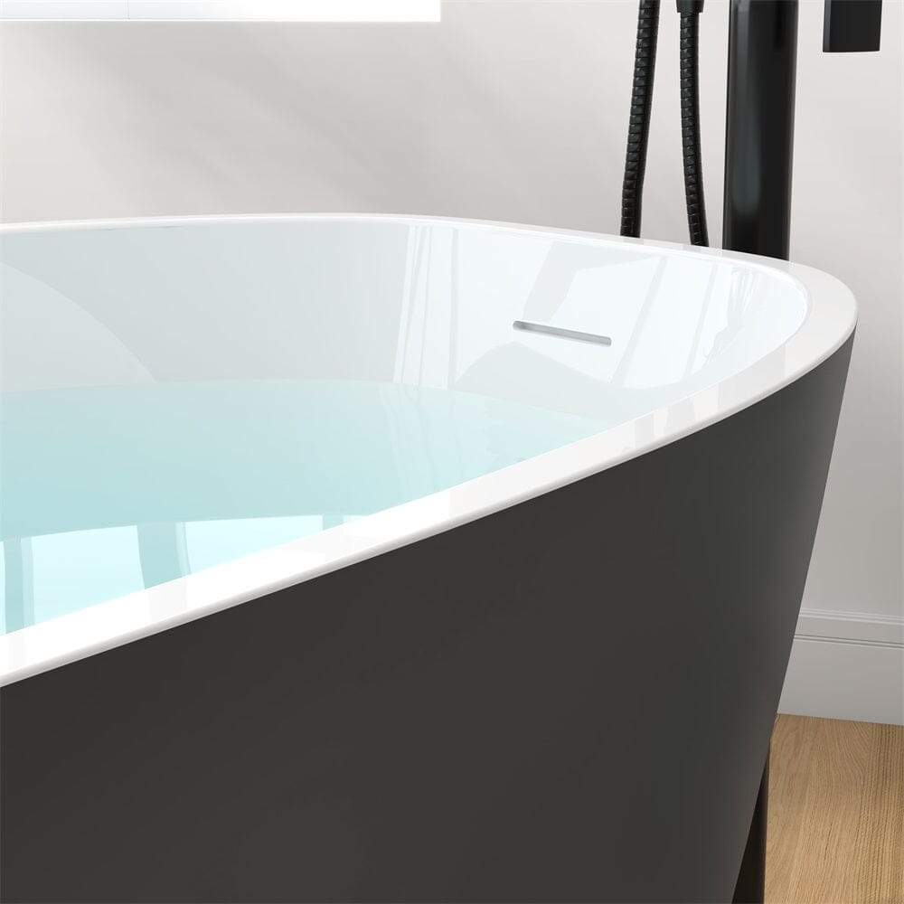 Mokleba 63&quot; Acrylic End Drain Freestanding Tub with Pop-up Drain