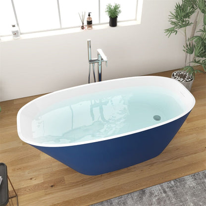 Mokleba 63&quot; Acrylic End Drain Freestanding Tub with Pop-up Drain