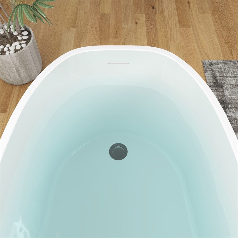 Mokleba 63&quot; Acrylic End Drain Freestanding Tub with Pop-up Drain