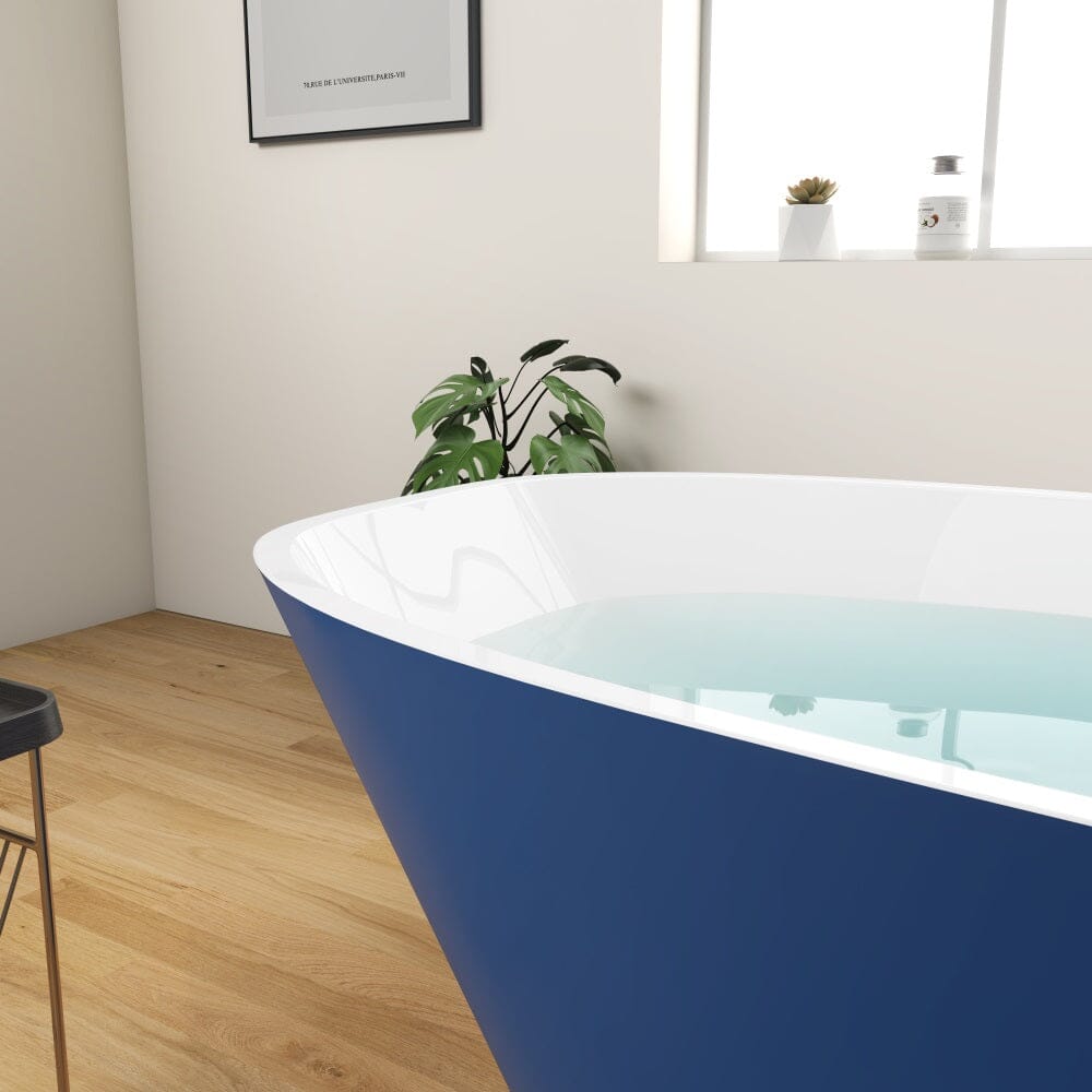 Mokleba 63&quot; Acrylic End Drain Freestanding Tub with Pop-up Drain