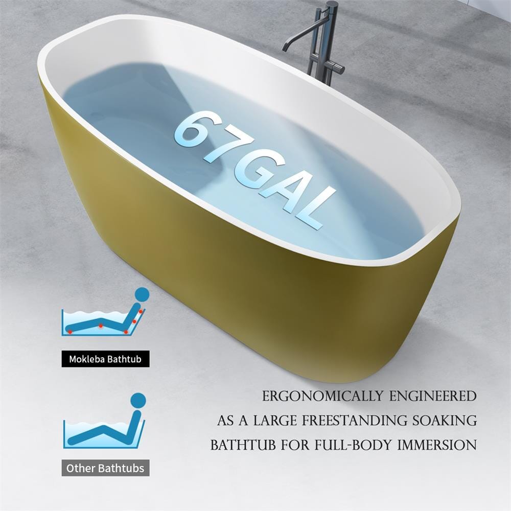 Mokleba 63&quot; Acrylic End Drain Freestanding Tub with Pop-up Drain