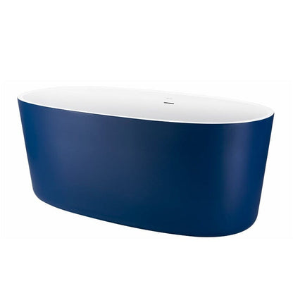 Mokleba 63&quot; Acrylic Modern Bathtub Oval Shape Freestanding Soaking Tub