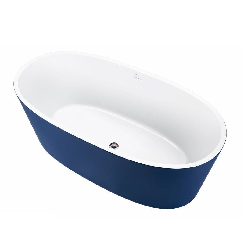 Mokleba 63&quot; Acrylic Modern Bathtub Oval Shape Freestanding Soaking Tub