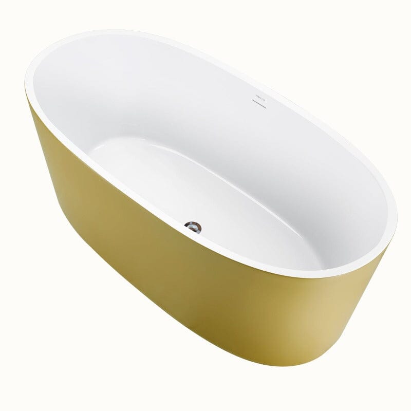 Mokleba 63&quot; Acrylic Modern Bathtub Oval Shape Freestanding Soaking Tub