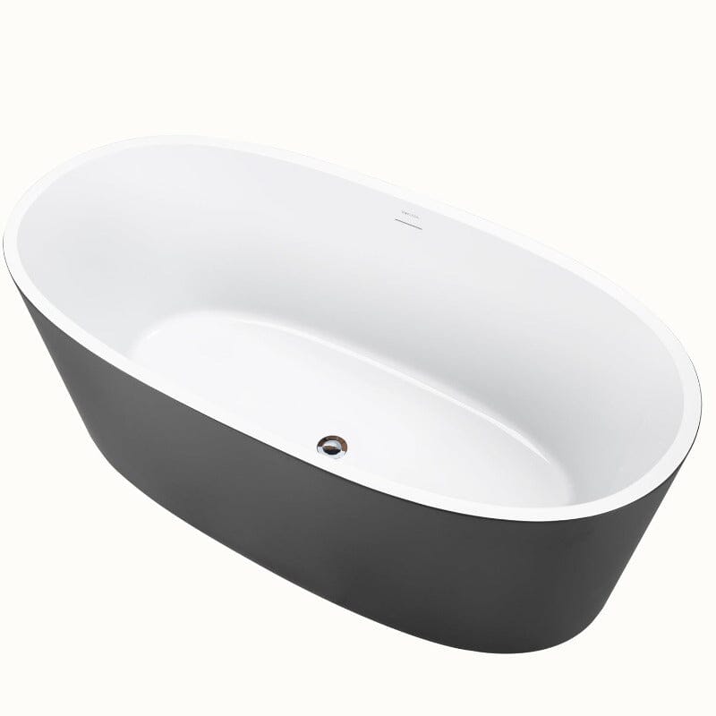 Mokleba 63&quot; Acrylic Modern Bathtub Oval Shape Freestanding Soaking Tub