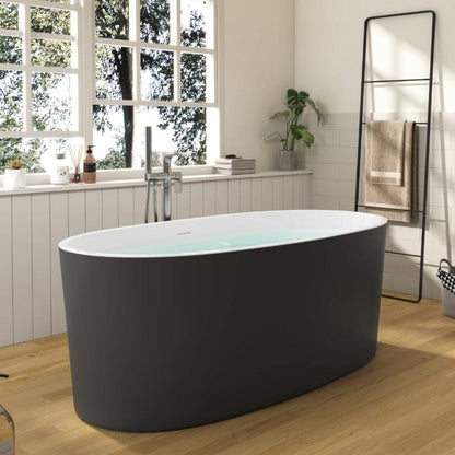 Mokleba 63&quot; Acrylic Modern Bathtub Oval Shape Freestanding Soaking Tub