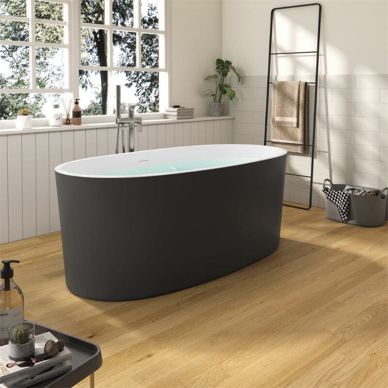 Mokleba 59&quot; Acrylic Modern Bathtub Oval Shape Freestanding Soaking Tub