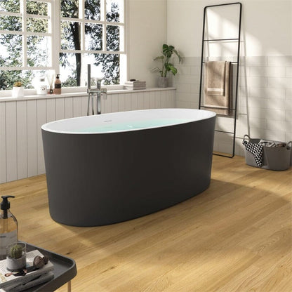 Mokleba 59&quot; Acrylic Modern Bathtub Oval Shape Freestanding Soaking Tub