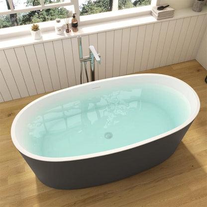 Mokleba 59&quot; Acrylic Modern Bathtub Oval Shape Freestanding Soaking Tub