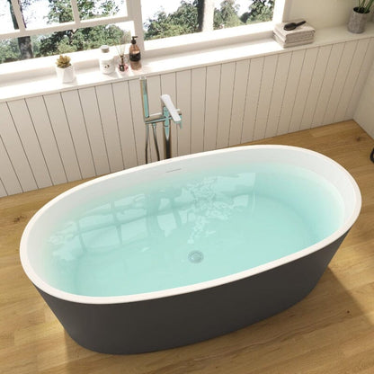 Mokleba 63&quot; Acrylic Modern Bathtub Oval Shape Freestanding Soaking Tub