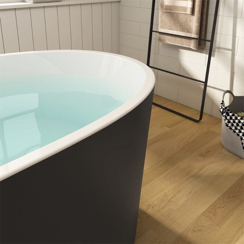 Mokleba 59&quot; Acrylic Modern Bathtub Oval Shape Freestanding Soaking Tub