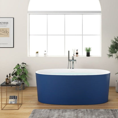 Mokleba 59&quot; Acrylic Modern Bathtub Oval Shape Freestanding Soaking Tub