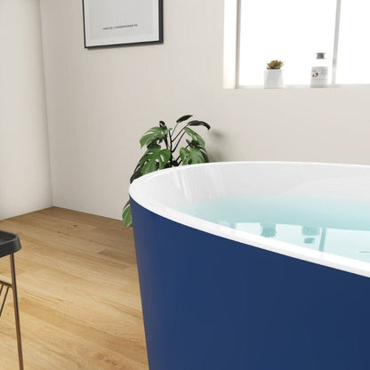 Mokleba 59&quot; Acrylic Modern Bathtub Oval Shape Freestanding Soaking Tub