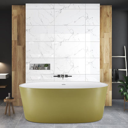 Mokleba 59&quot; Acrylic Modern Bathtub Oval Shape Freestanding Soaking Tub