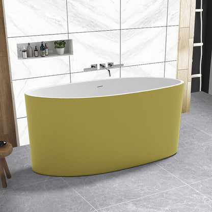 Mokleba 59&quot; Acrylic Modern Bathtub Oval Shape Freestanding Soaking Tub