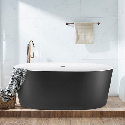 Mokleba 59&quot; Acrylic Modern Bathtub Oval Shape Freestanding Soaking Tub