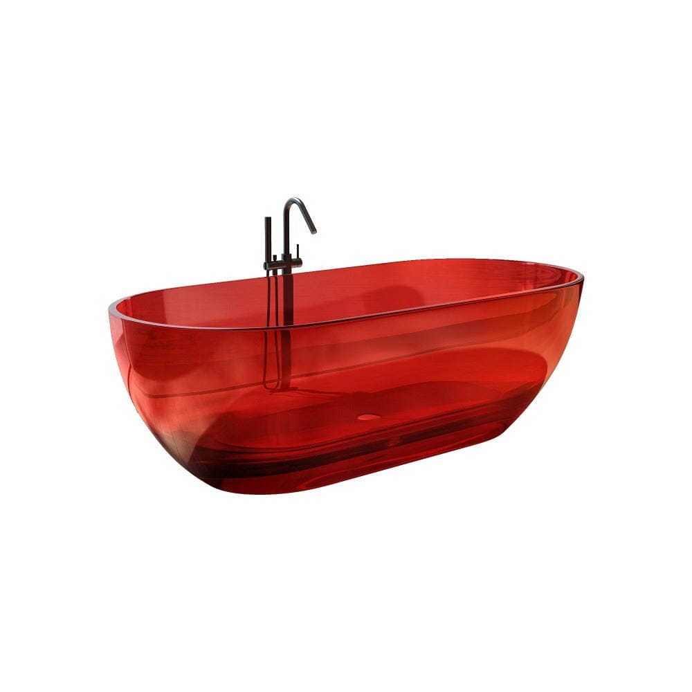 69&quot; Resin Oval Modern Art Transparent Freestanding Soaking Bathtub