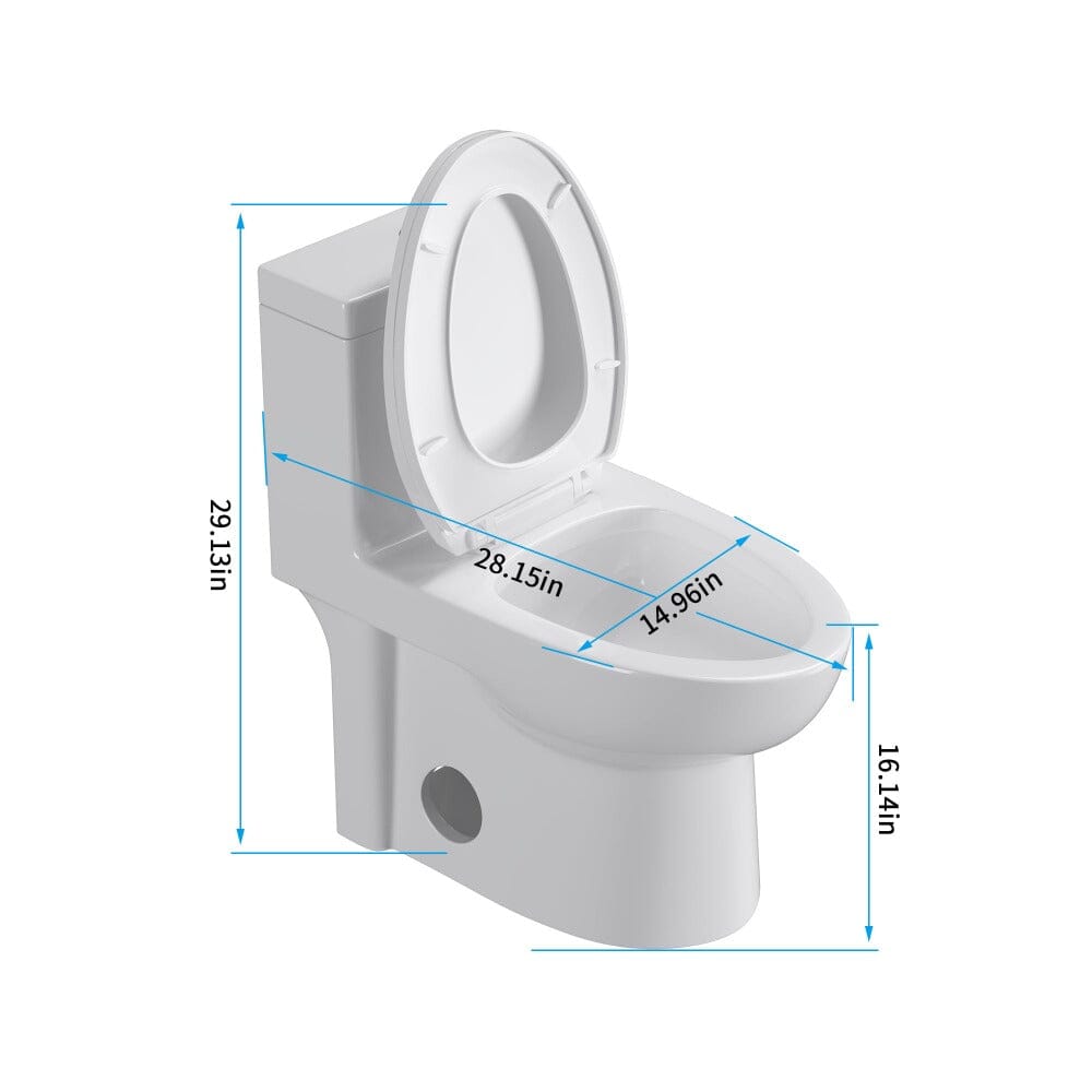 Giving Tree Powerful &amp; Quiet Dual Flush Modern One Piece Toilet with Soft Closing Seat