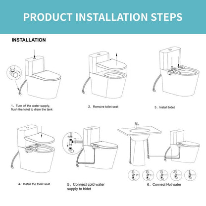 Giving Tree Non-Electric Bidet Toilet Attachment Self Cleaning Dual Nozzle Sprays Hot &amp; Cold Water