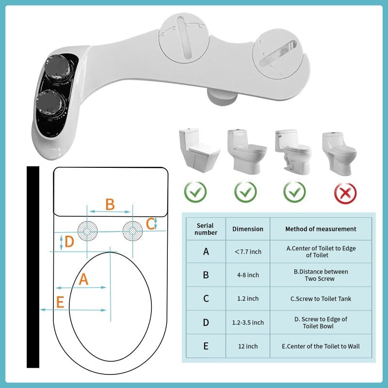 Giving Tree Non-Electric Bidet Toilet Attachment Self Cleaning Dual Nozzle Sprays Hot &amp; Cold Water