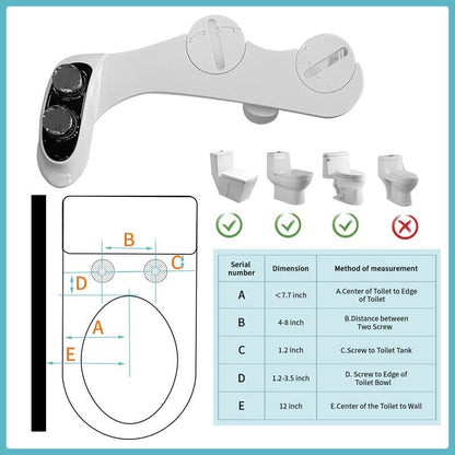 Giving Tree Non-Electric Bidet Toilet Attachment Self Cleaning Dual Nozzle Sprays Hot &amp; Cold Water