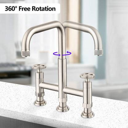 Giving Tree Double Handle Bridge Kitchen Faucet with Side Spray