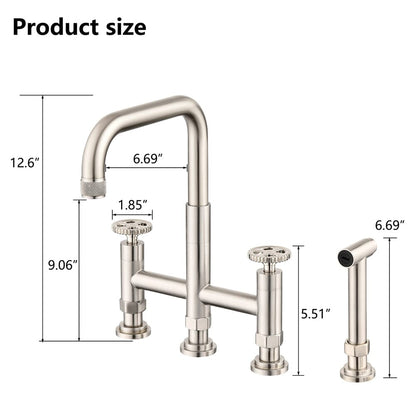 Giving Tree Double Handle Bridge Kitchen Faucet with Side Spray