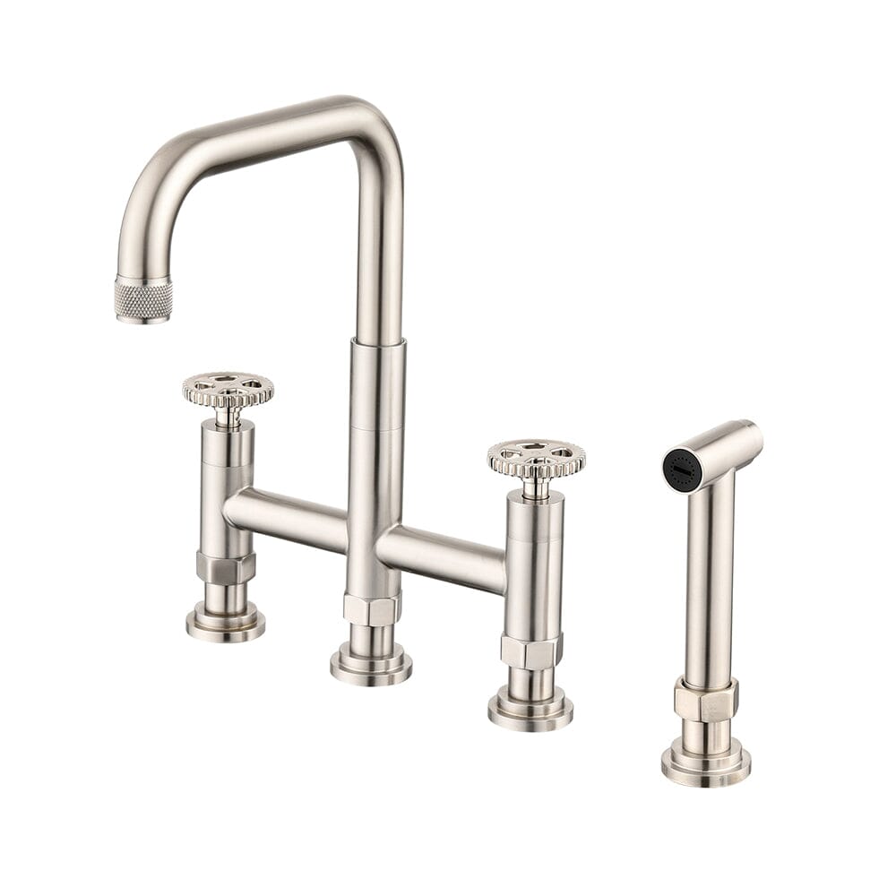 Giving Tree Double Handle Bridge Kitchen Faucet with Side Spray